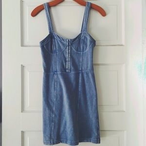 Free People denim corset bodycon slip
